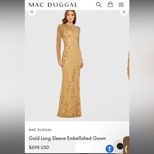 Mac Duggal Metallic Gold Embellished Dress Style #5504